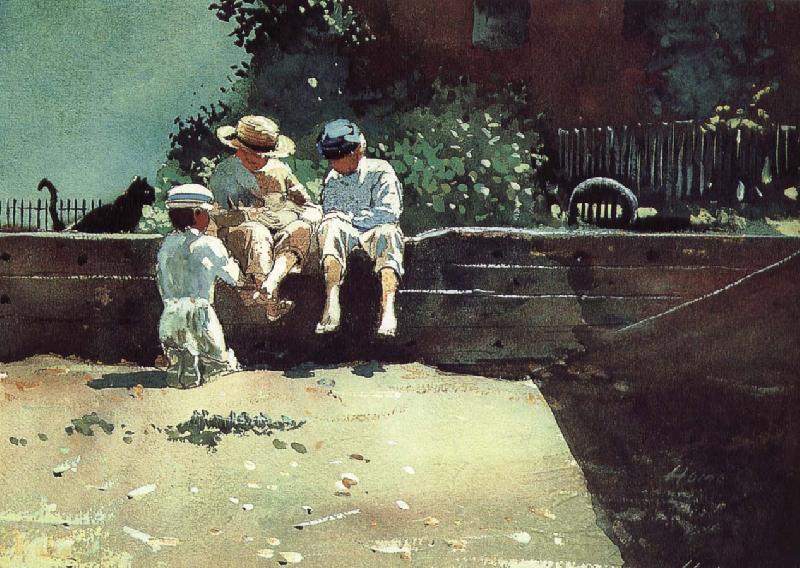 Winslow Homer Boys and kittens oil painting image